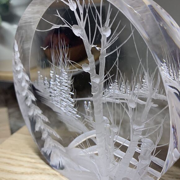 Vintage 1999 Lucite Outdoor Scene Reverse Carved Sculpture by Frank Albrecht FRA - Picture 14 of 17